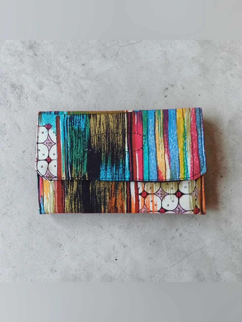 NWT Handmade Bold Colorful Striped Wallet - Multicolor